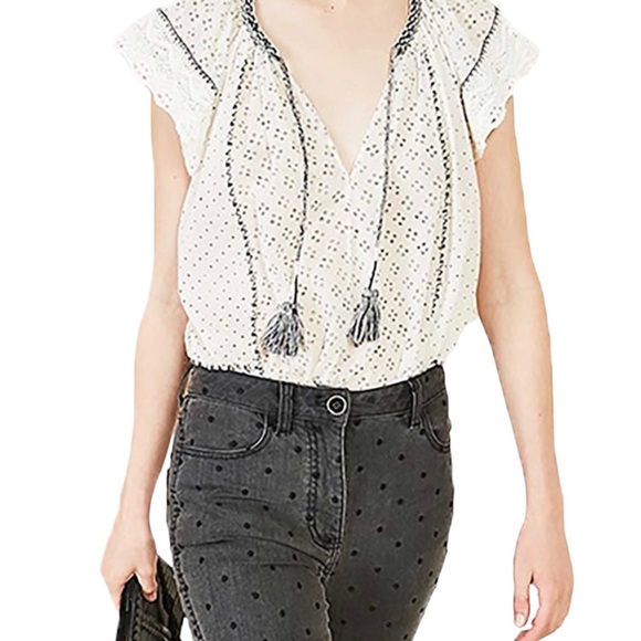 Ulla Johnson Rena Cream Top Flutter Sleeve Cotton - Picture 3 of 14